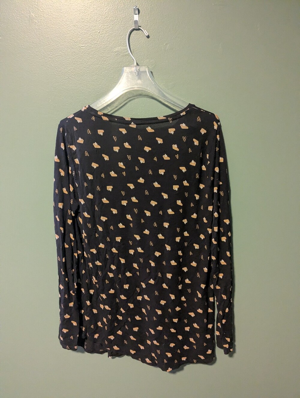 Pumpkin Pie Print Apt. 9 Black Long-Sleeve Top with